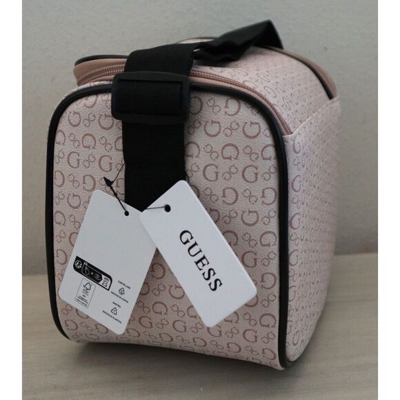 Guess V7200069 Light Rose Allover Logo Print Junction Travel Insulated Lunch Bag - Picture 4 of 10